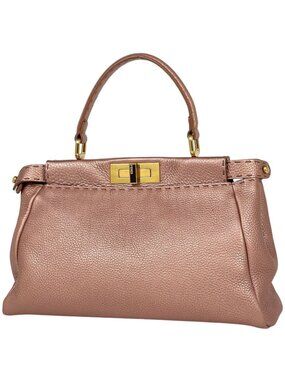 Fendi Handbag Peekaboo Selleria Leather Salmon Pink